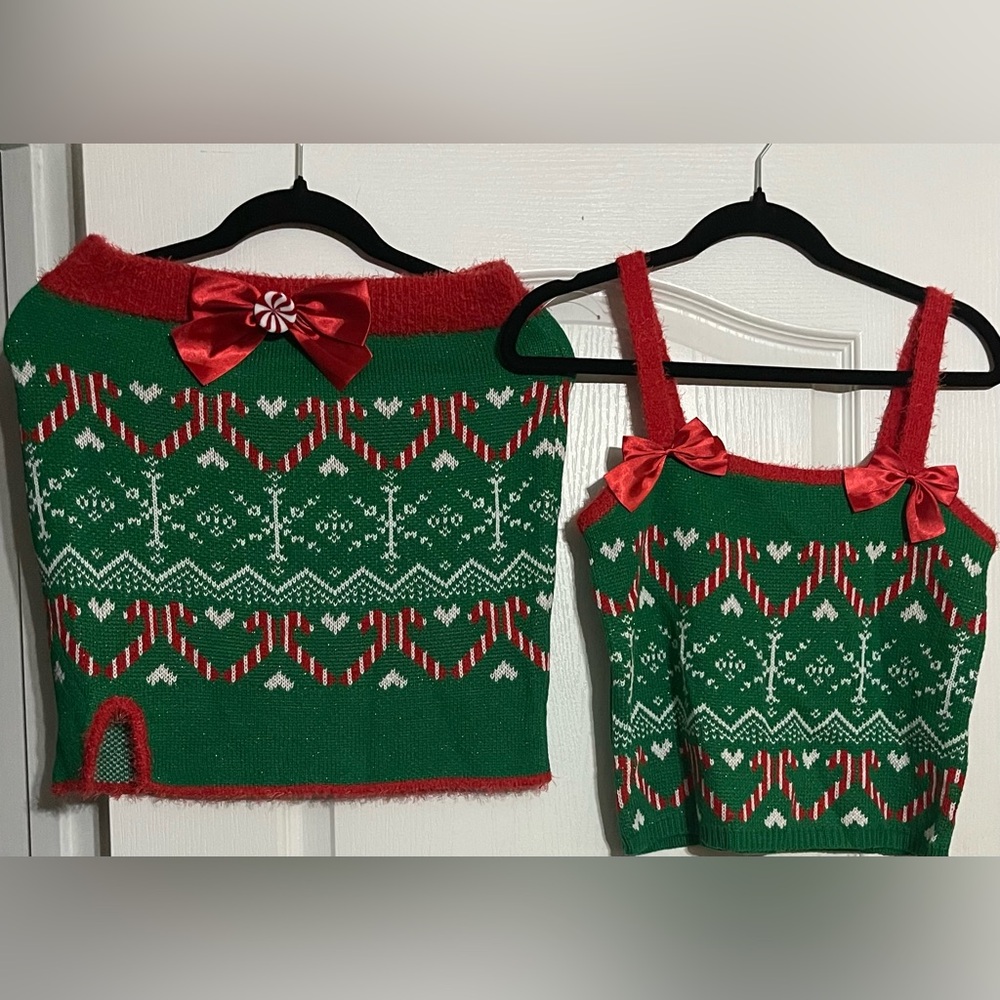 Love on a Hanger Red and Green Knit Sweater